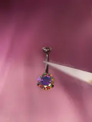 Navel prongset zircônia rosa - foto 7